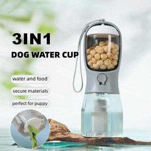 3-in-1 Portable Dog Water Bottle – Travel Drinker, Feeder & Bag Dispenser | Hovora