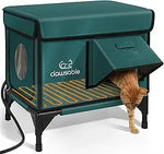 Clawsable Insulated Outdoor Heated Cat House – Waterproof Winter Shelter with Safe Escape Door & UL-Listed Heating Pad (Forest Green) - image 7