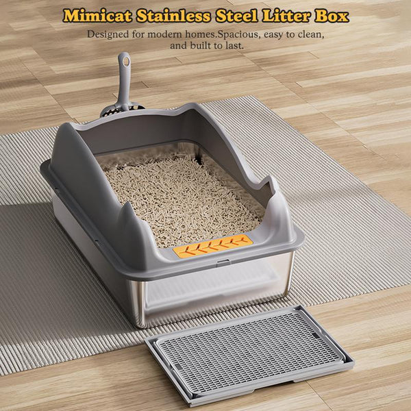 Large Stainless Steel Cat Litter Box – Non-Stick & Odor-Free | Hovora